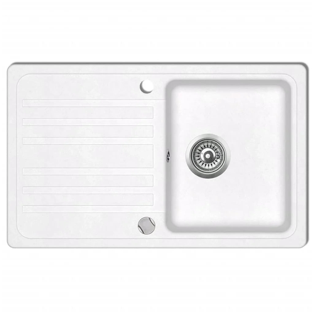 Lavello da cucina in granito reversibile a 1 vasca con scolapiatti colore crema 02_0002306