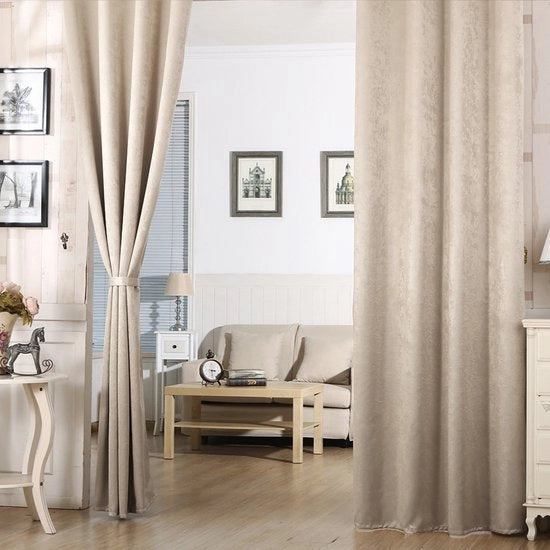 Set di tende deluxe con ruche - 2 pezzi - Beige 135x225cm - Oscuranti - Pesanti - con cintura pieghettata - Velluto - Termoisolanti - Isolanti termici