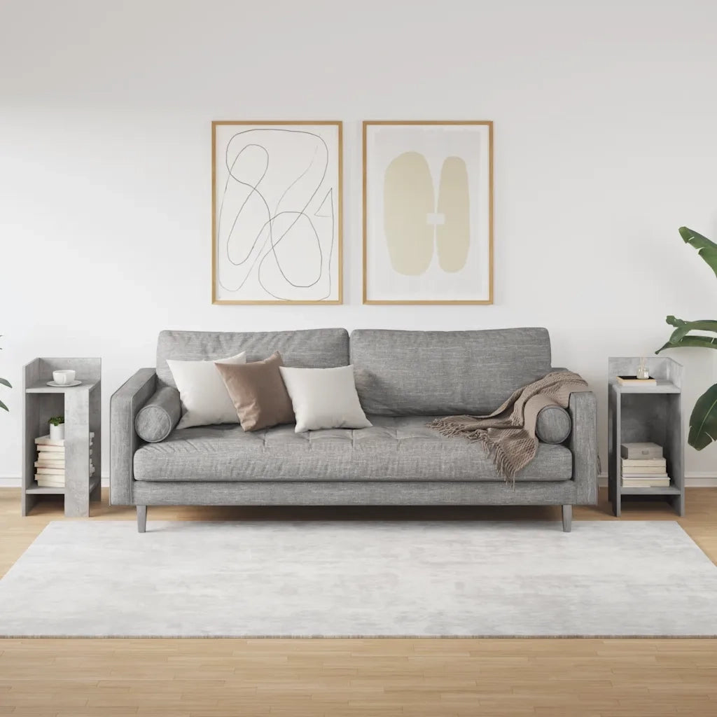 Tavolini Laterali 2 pz con Ripiano Grigio Cemento 25,5x27x60 cm 858549