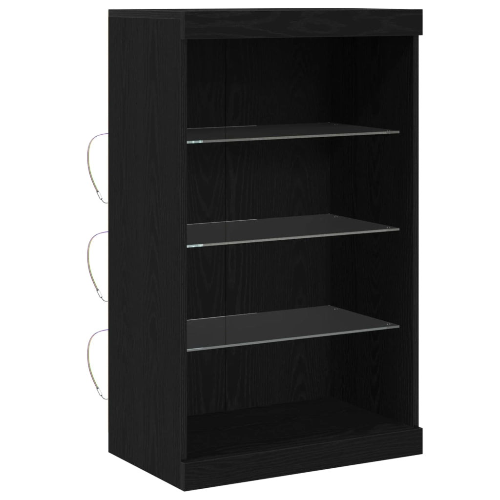Credenza | Madia LED Rovere Nero 60,5 x 37 x 100 cm Legno multistrato