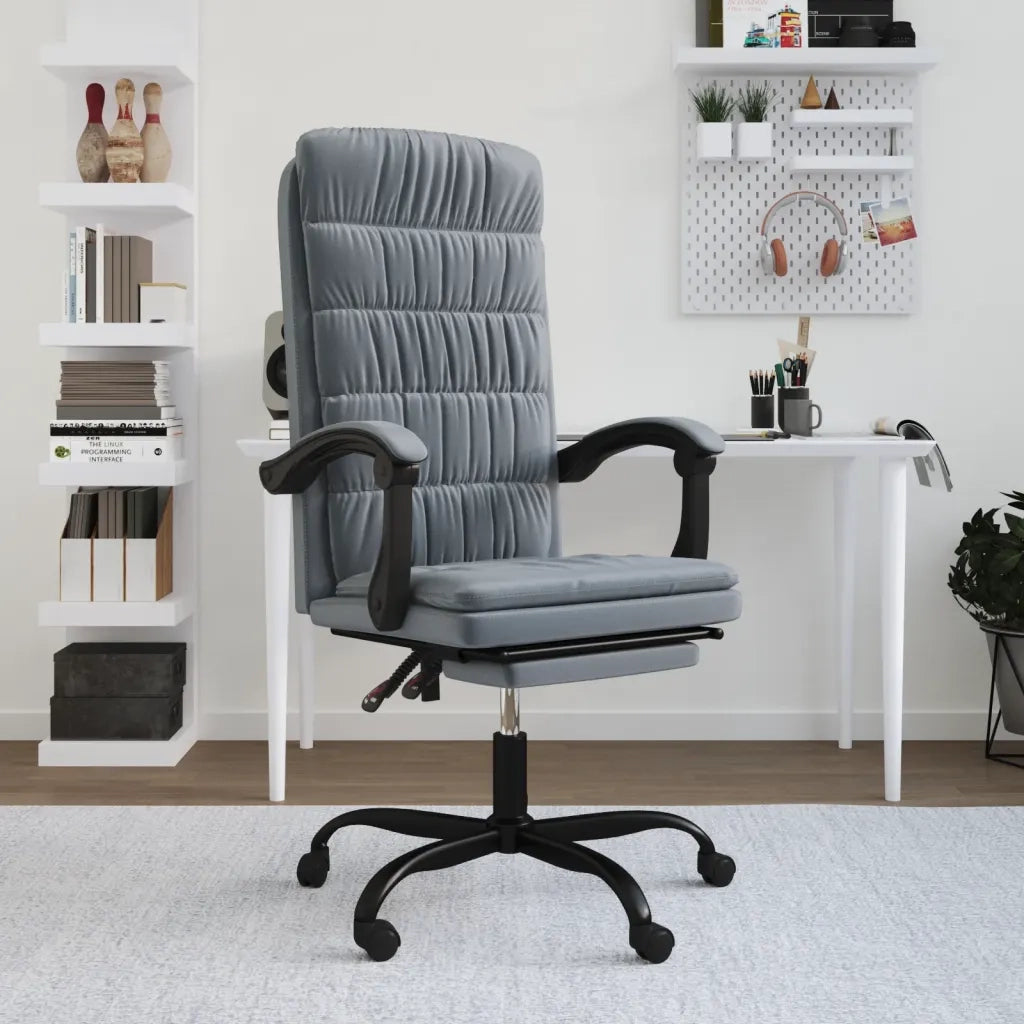 Sedia da Ufficio Reclinabile Grigio Scuro in Velluto 349649