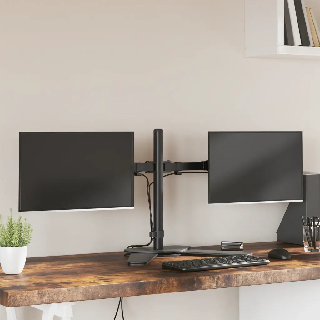 Supporto per Monitor Doppio in Acciaio Nero VESA 75/100 mmcod mxl 130992