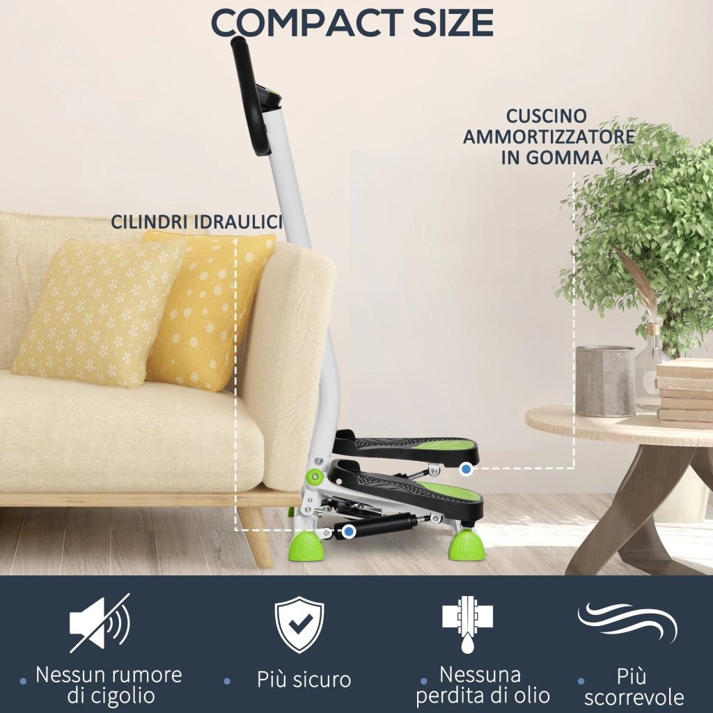 Stepper Fitness con Manubrio ¨C Zephmum ¨C Bianco Nero Verde 55x44x108 cm
