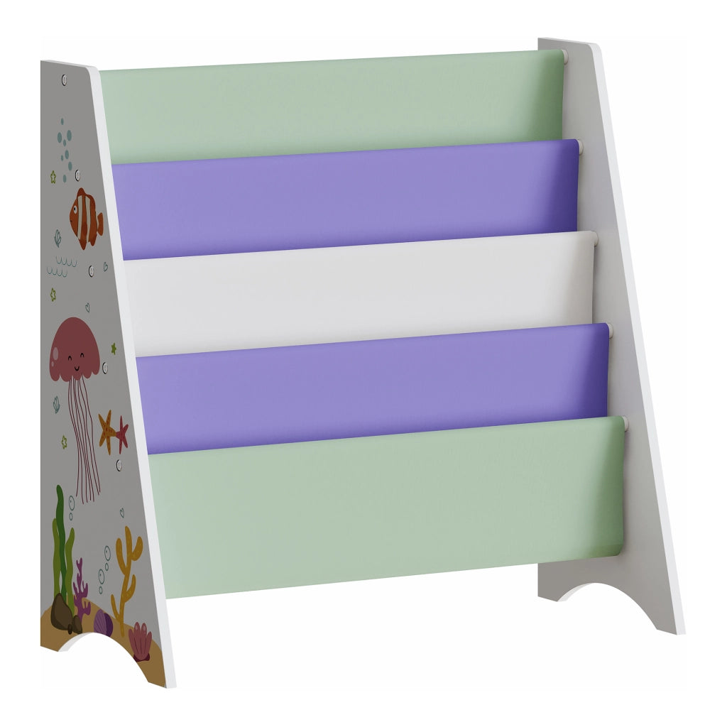 Libreria Frontale Hornnes per Cameretta 60x62x28 cm Design Aqua Dream [en.casa]