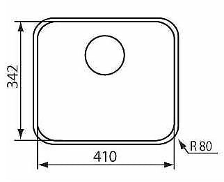 CM cinzia 34.2 x 41 R80 Lavello sottopiano Rettangolare Acciaio inossidabile