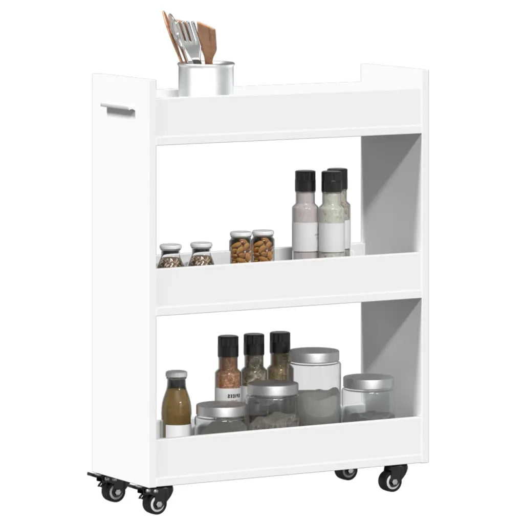 Mobile con Ruote Bianco 60x22x79 cm in Legno Multistrato 840415