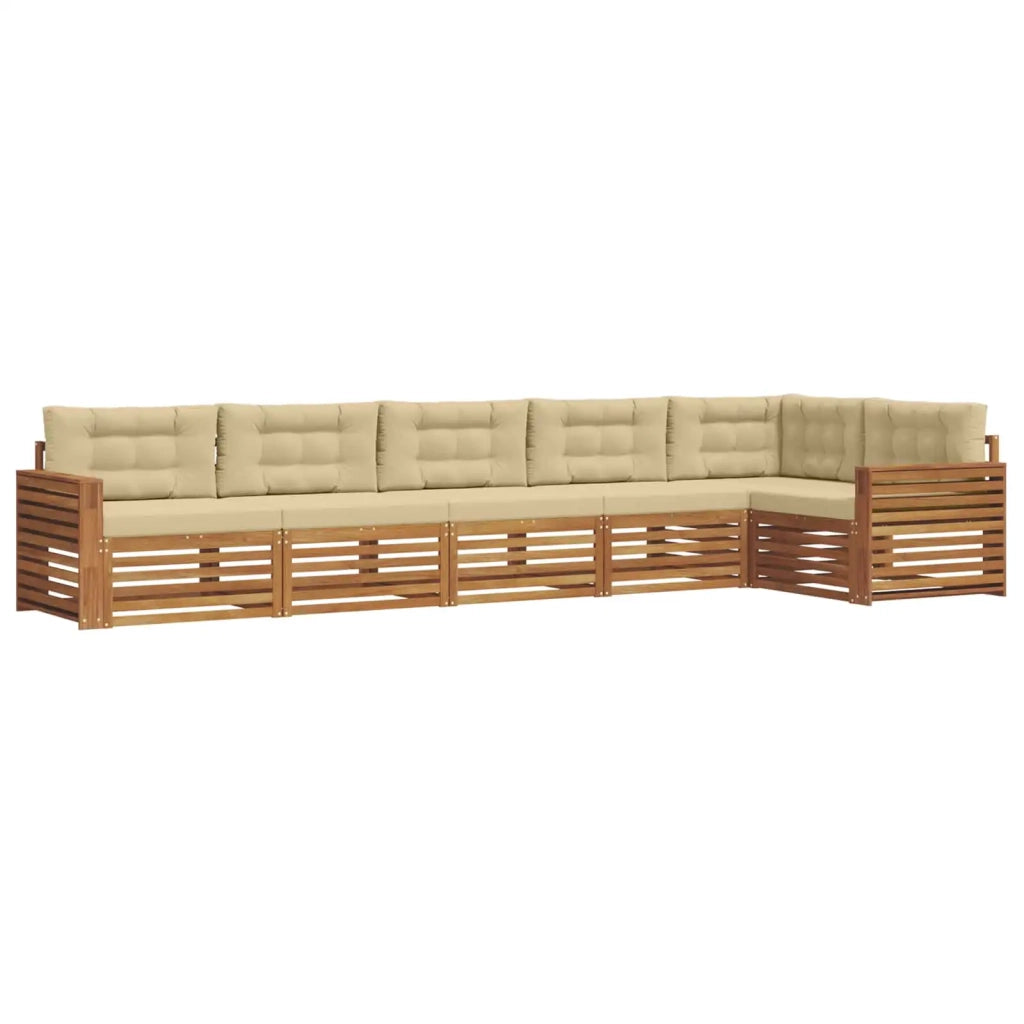 Set di divani da esterno con cuscino 6 pcs Naturale e Beige