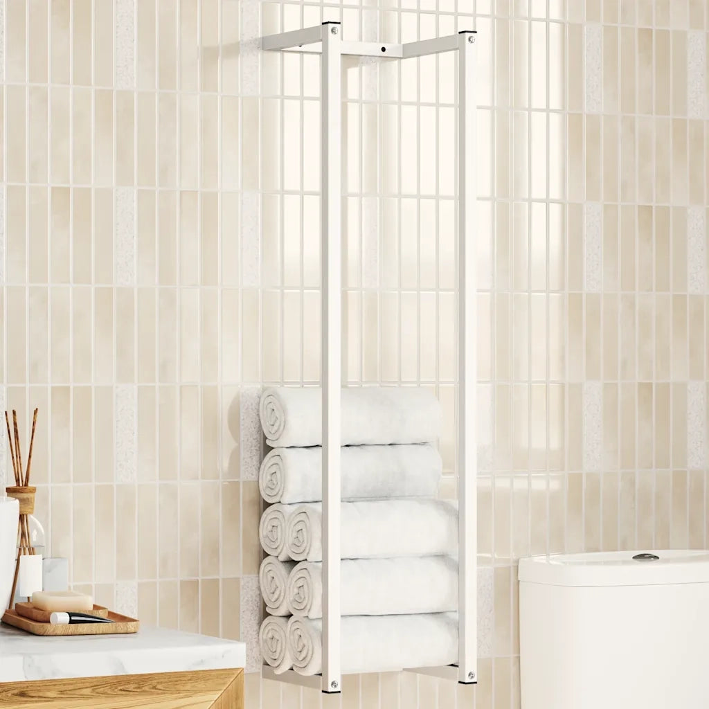 Portasciugamani Bianco 25x20x95 cm in Acciaio 336117