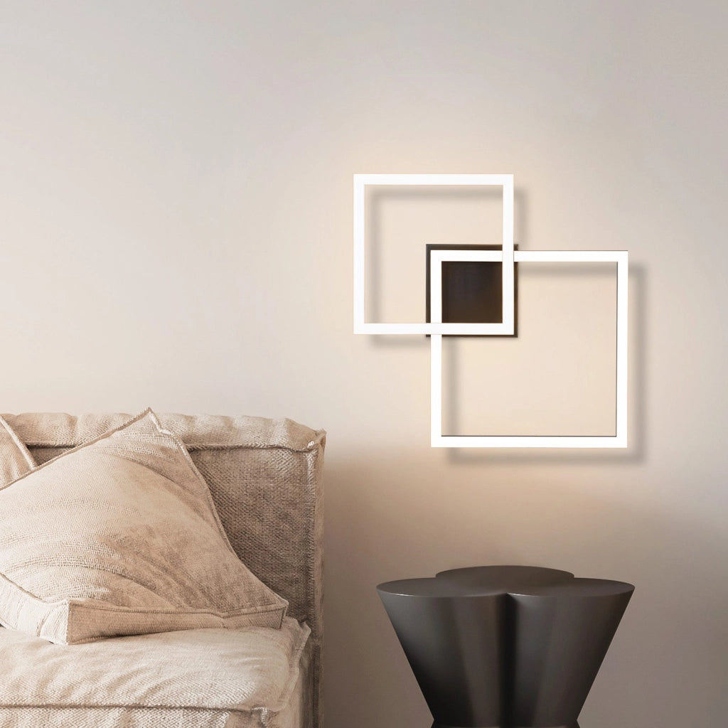 ZMH Lampada da soffitto plafoniera LED quadrata nera 20W 3000K angolare per soggiorno corridoio