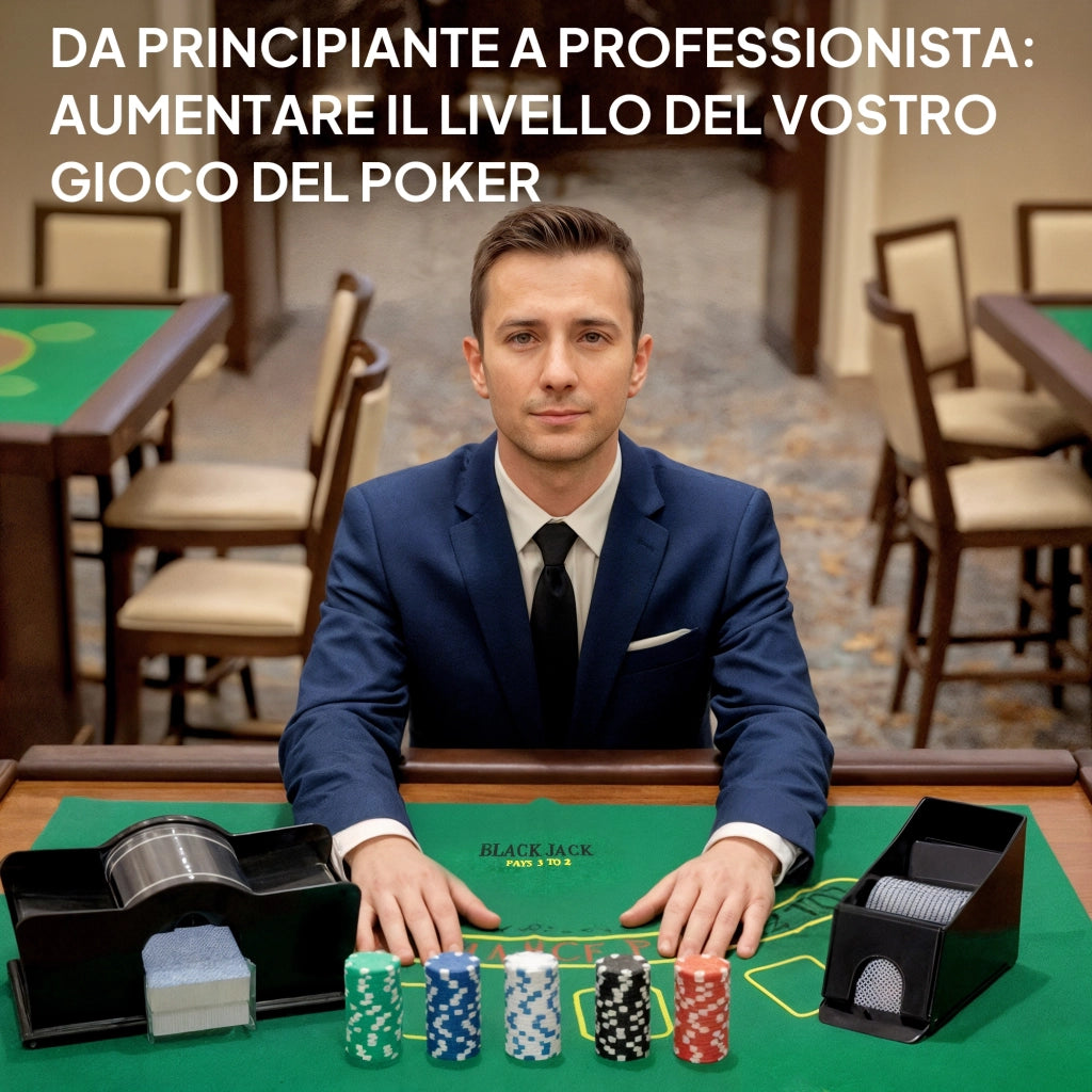 Set Poker con 300 Fiches Mescolatore e Distributore Carte Tappetino 5 Dadi Pulsante Dealer e Valigetta