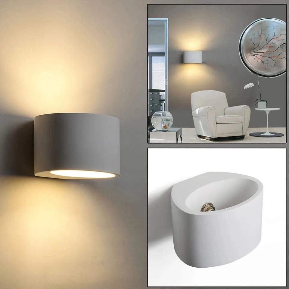 Applique in gesso dal design moderno con forma ellisse attacco per lampadine G9