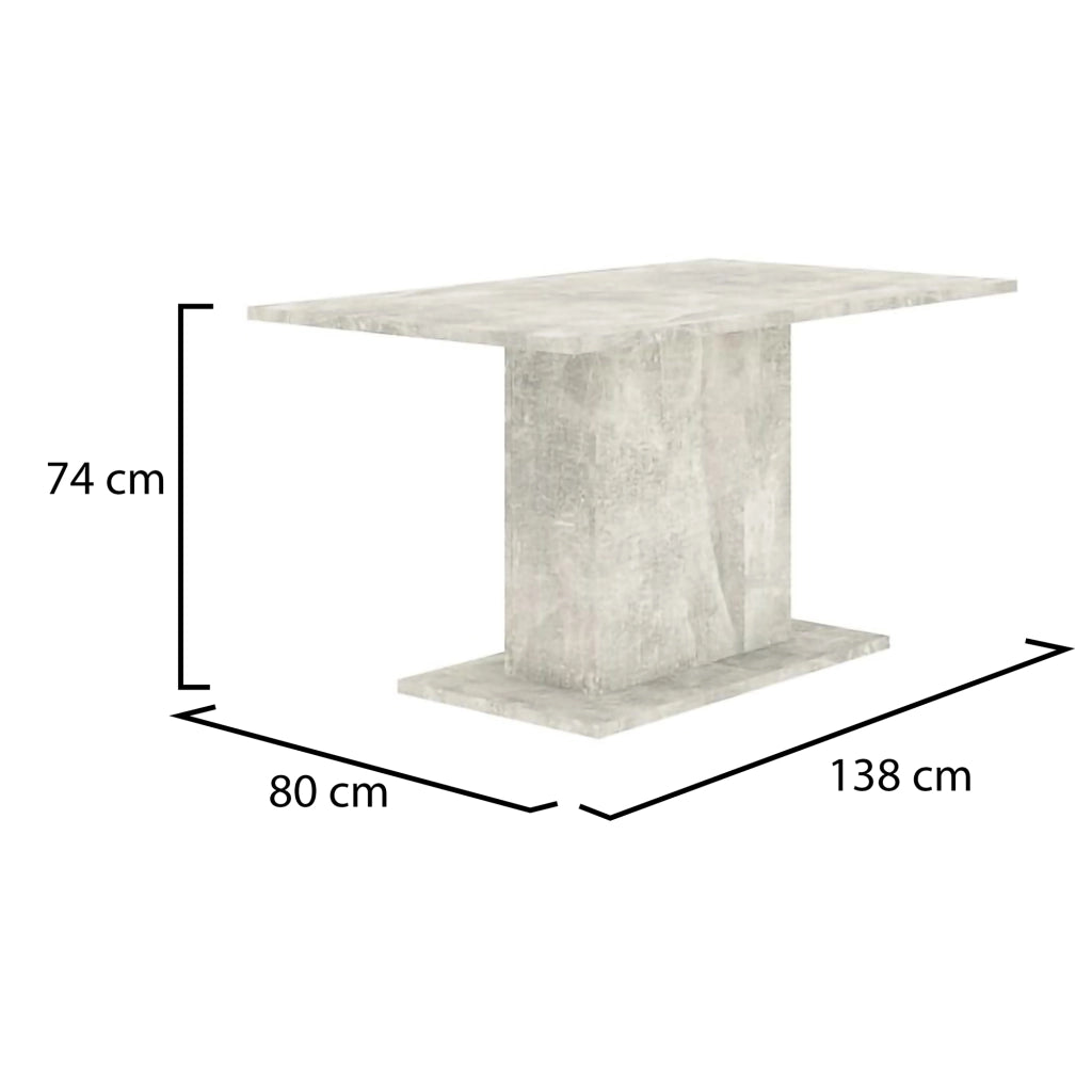 Litarari, Tavolo Fisso 6 Posti, 138x80x74h cm Grigio Cemento