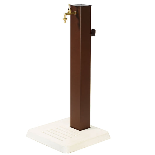 Fontana Decorativa da Esterno con Base in Cemento e Rubinetto in Ottone 40x40x100 cm Effetto Corten