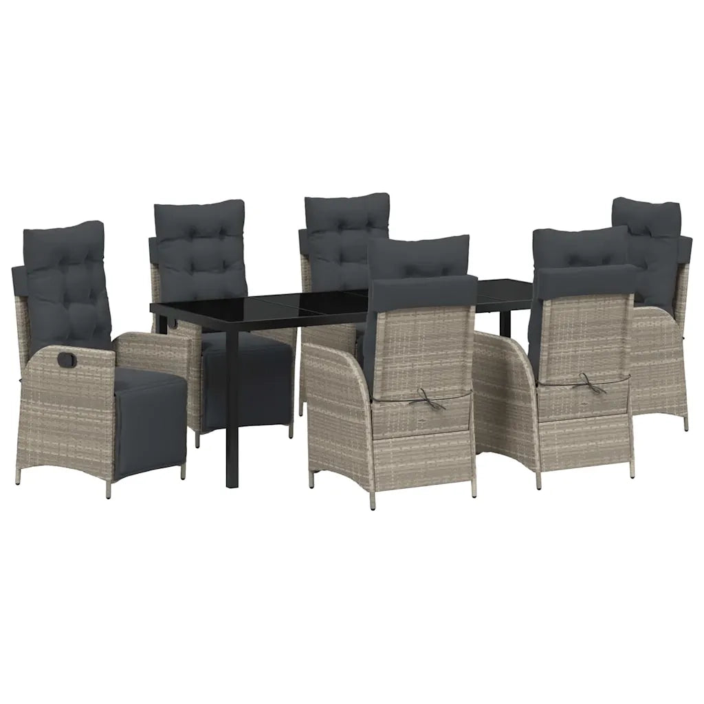Set da Pranzo per Giardino 7 pcs Grigio chiaro polyrattan 3380573