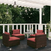 Set Divani da Giardino 4 pz con Cuscini in Polyrattan Marrone cod mxl 35182