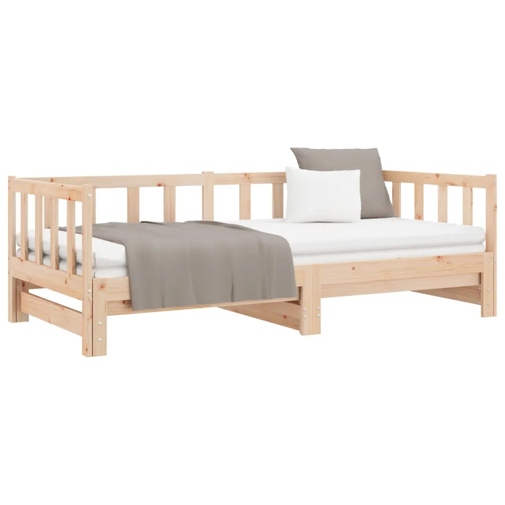 Divano Letto con Letto Estraibile 90x200cm Legno Massello Pino 836156