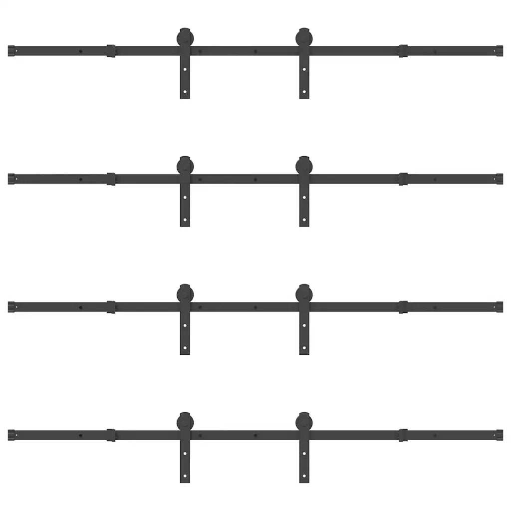 Kit di Binari per Porte Scorrevoli 366 cm Acciaio Nero CFW2619595