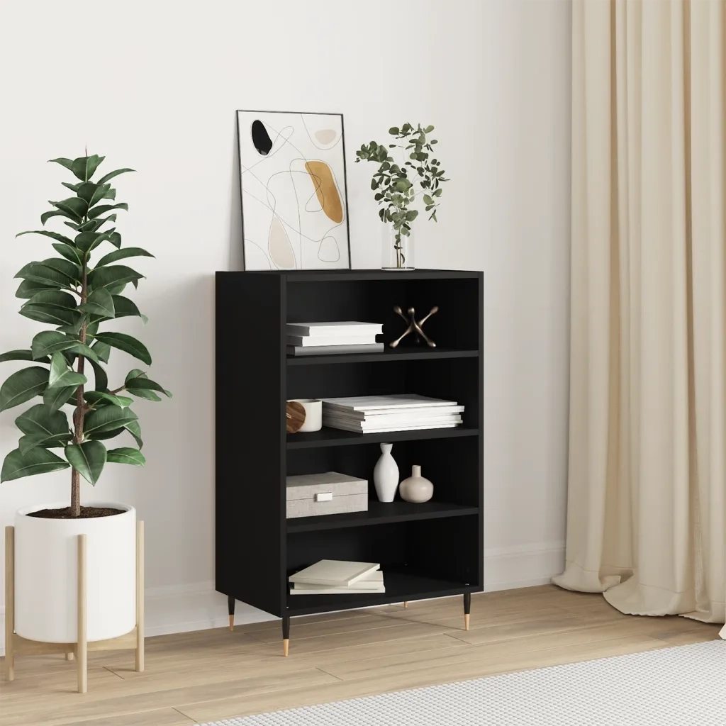 Credenza | Madia | Buffet da pranzo | Armadio da pranzo Nera 57x35x90 cm in Legno Multistrato