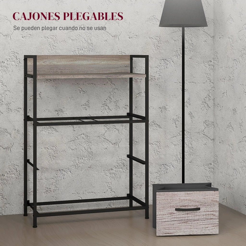 Cassettiera con 4 Cassetti Tessuto Grigio ¨C Zephmum ¨C 60x40x