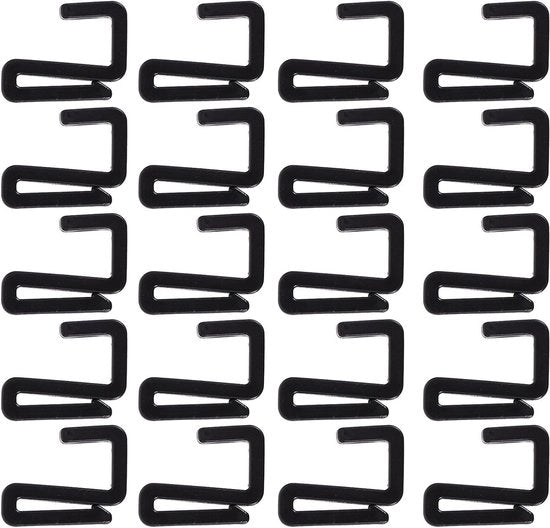 20 Pezzi di S-Haak in Plastica Nera 2mm Piastra per Organizzazione e Magazzino in Cucina, Garage e Bagno