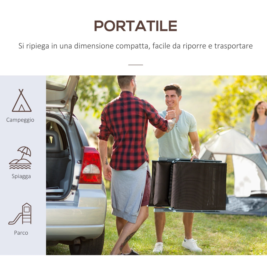 Sdraio Pieghevole da Giardino con Cuscino e Schienale Regolabile ¨C Zephmum ¨C Marrone 137x63.5x100.5cm