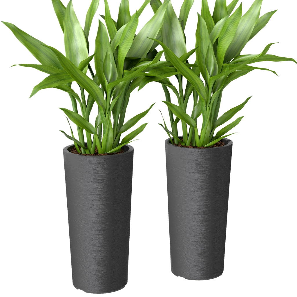 Set 2 Vasi da Giardino Impilabili Rotondi ¨C Xylo ¨C Grigio Scuro 35x35 cm
