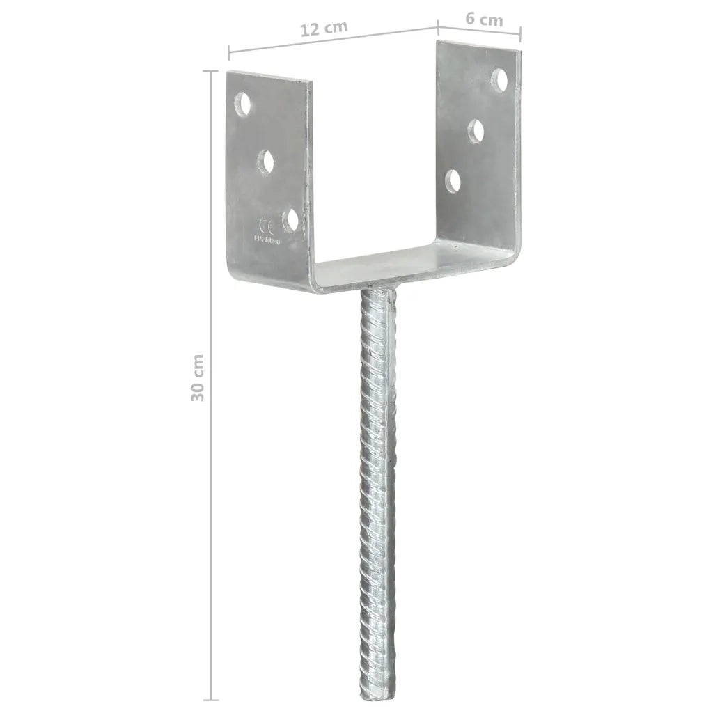 Picchetti per Recinzione 6 pz Argento 12x6x30cm Acciaio Zincato 145320