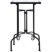 Tavolino di Servizio con Mosaico Blu e Bianco in Ceramica CFW3864729