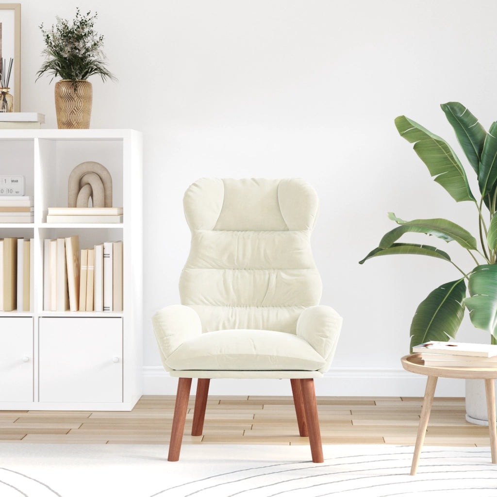 Poltrona Rilassante in Velluto Crema