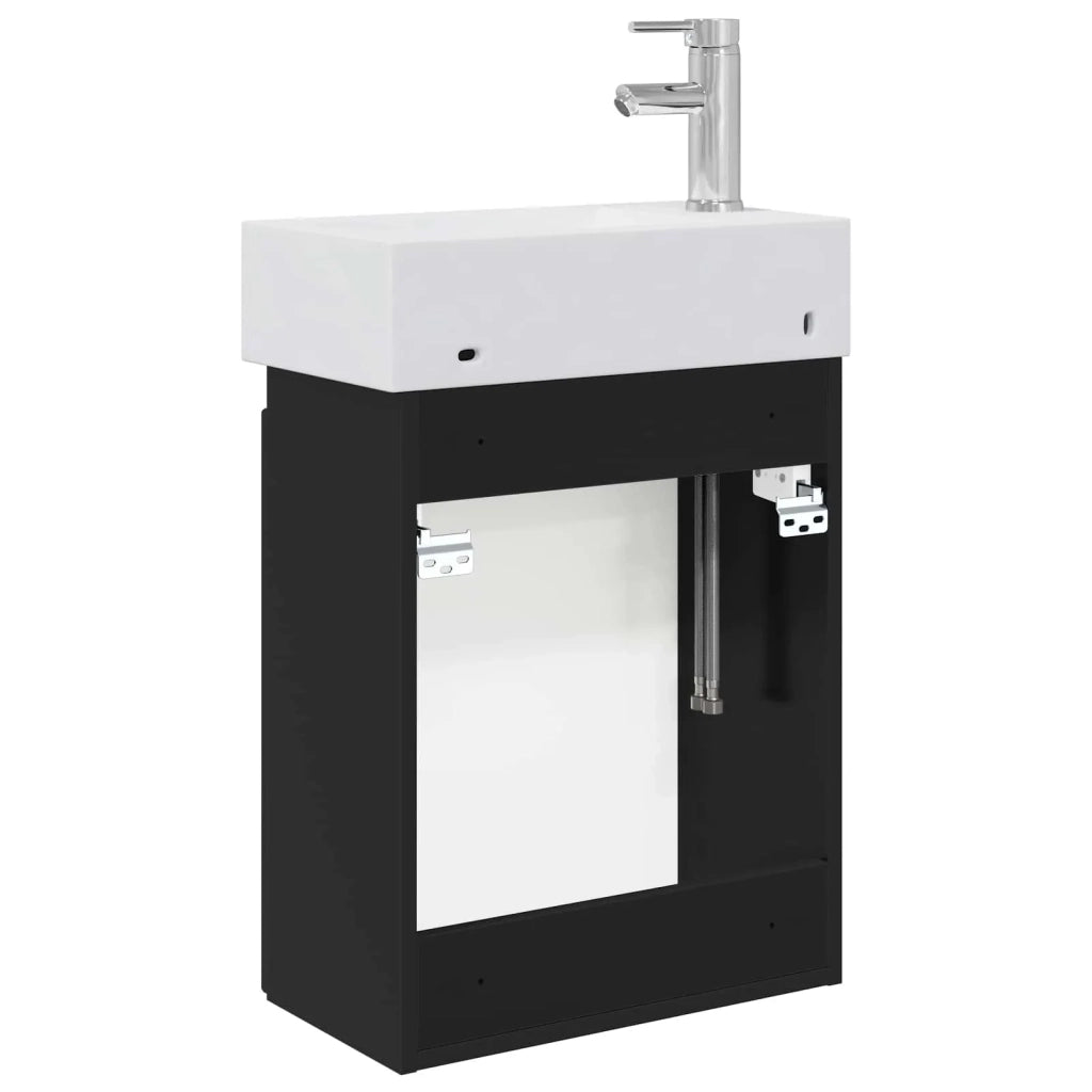 Mobile bagno con rubinetto Nero 45,5 x 22,5 x 84 cm 889462