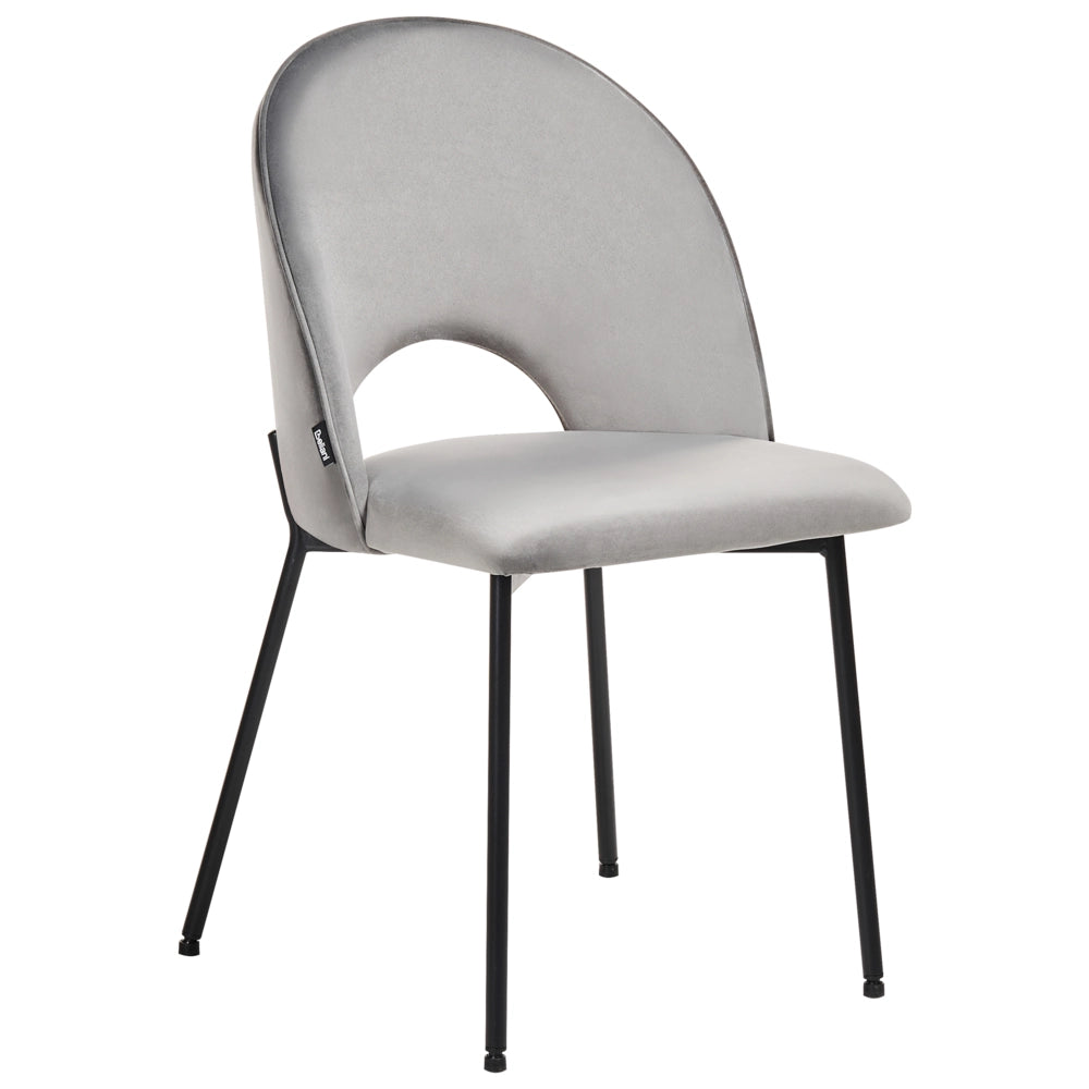 Set di 2 sedie da pranzo rivestimento in velluto grigio gambe nere glamour retrò