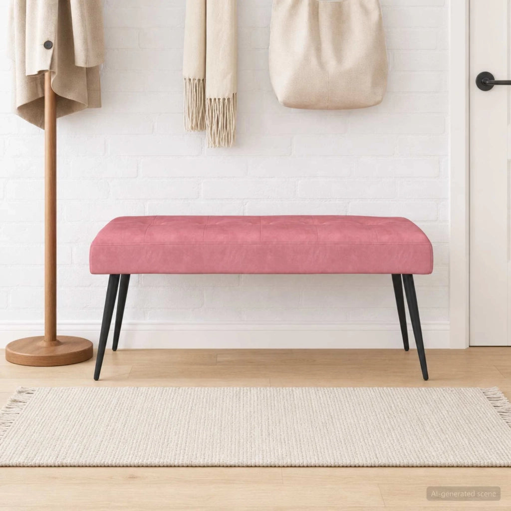 Panchina con bottoni imbottiti Rosa 110 x 40 x 46 cm Velluto 42038533