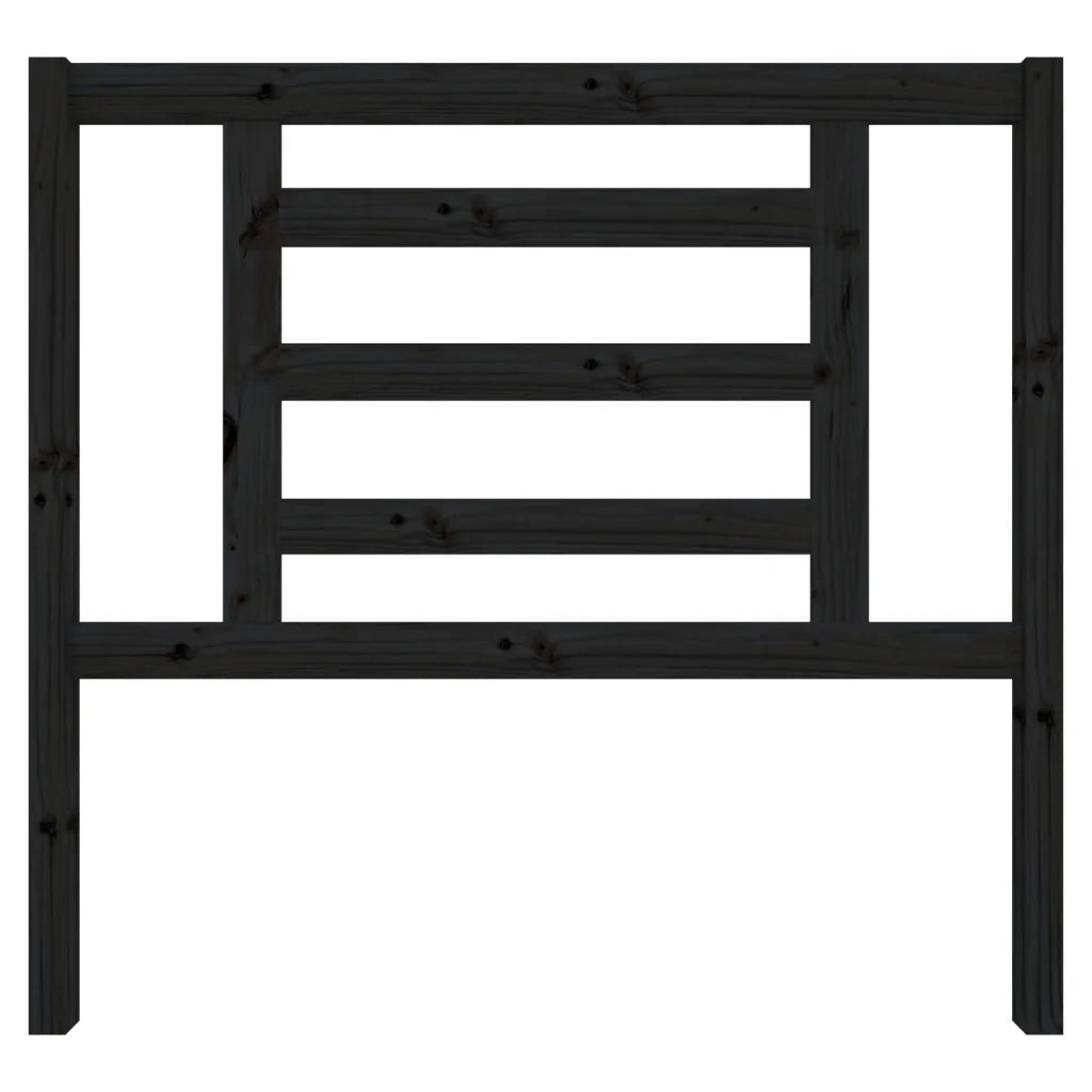 Testiera per Letto Nera 106x4x100 cm in Legno Massello di Pino