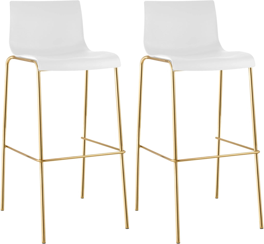 Set di 2 sgabelli da bar Hoover in plastica da 4 piedi color oro 1