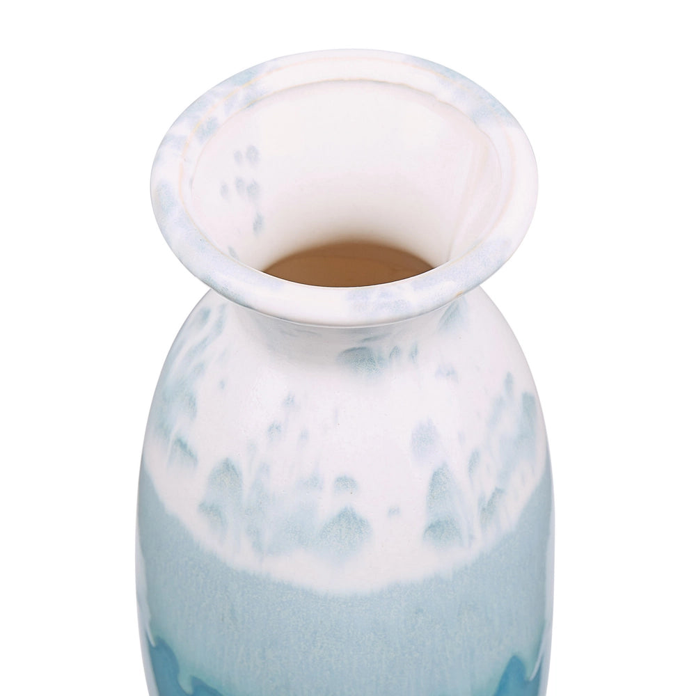Vaso per Fiori Decorativo in gres porcellanato Impermeabile Blu e Bianco