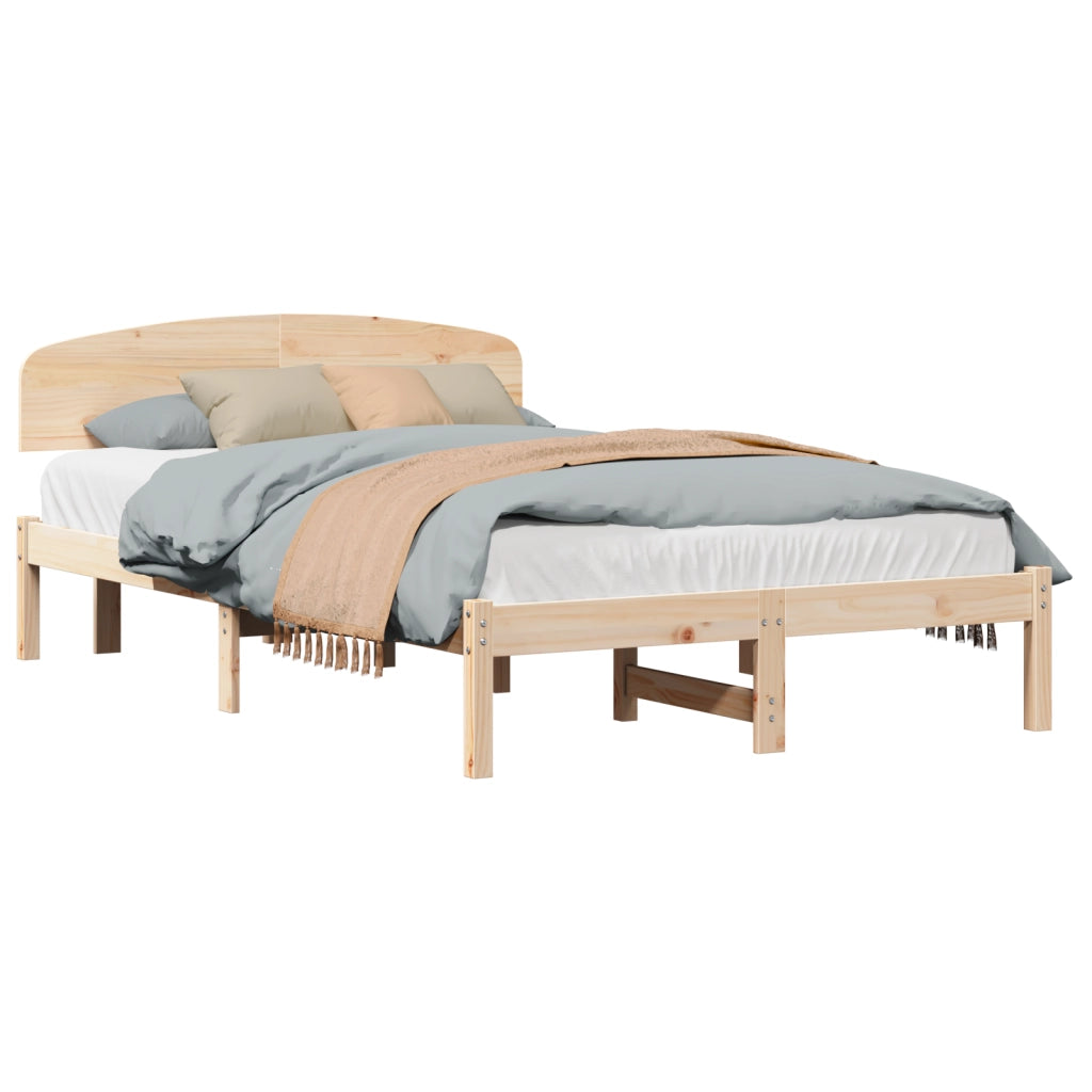 Struttura Letto con Testiera 140x190 cm Legno Massello di Pino