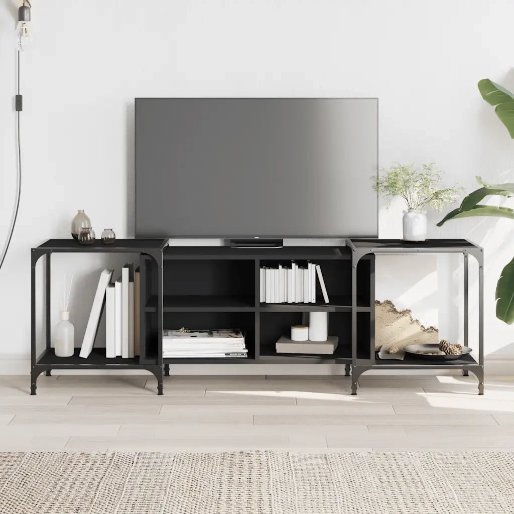 Mobile Porta TV Nero 153x37x50 cm in Legno Multistrato 837602