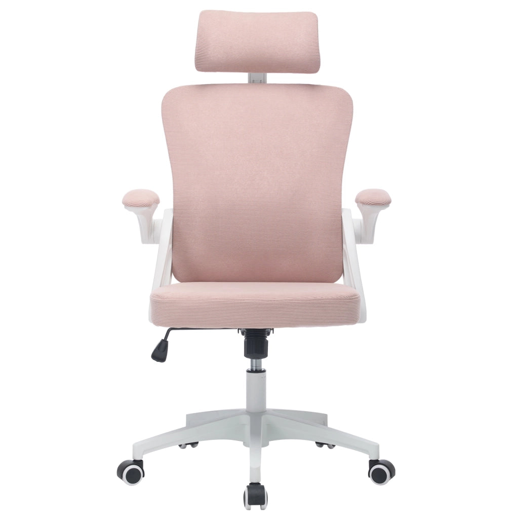 Sedia da ufficio ergonomica rosa con schienale in rete
