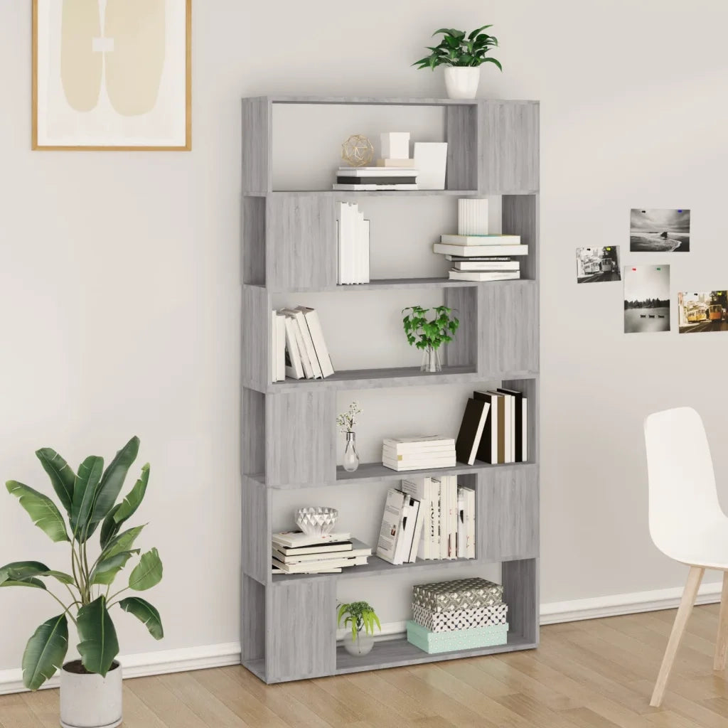 Libreria Divisorio-Scaffale per Libri-Mobile di Stoccaggio Grigio Sonoma 100x24x188 cm