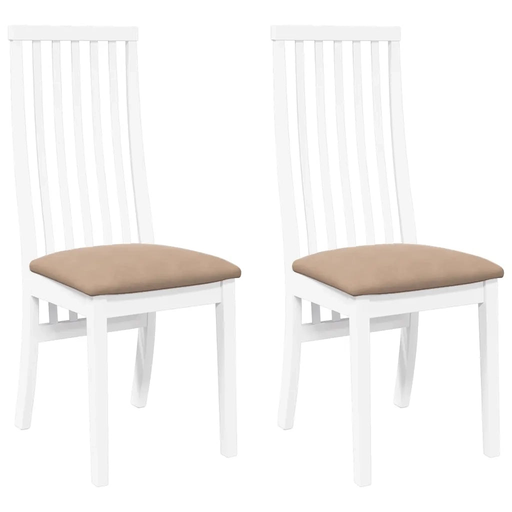 Sedie da Pranzo con Cuscini 2 pz Bianco Legno Massello di Hevea 4102460