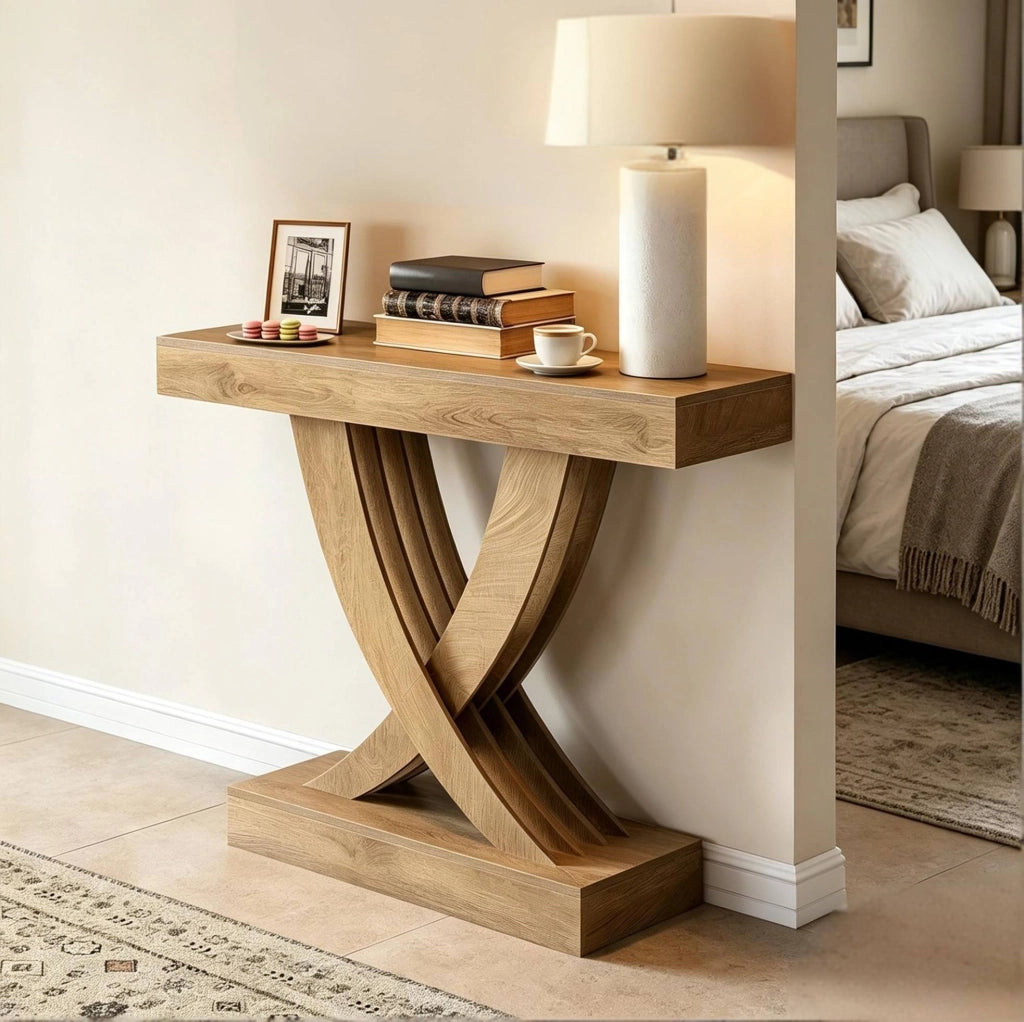 Tavolo consolle marrone in MDF con base a X, 110 cm