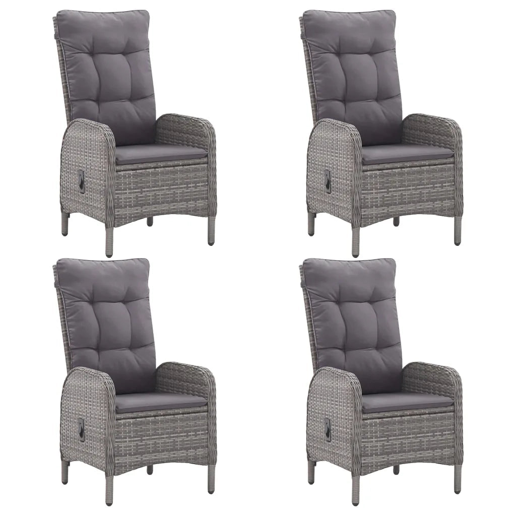 Set da Pranzo da Giardino 5 pz in Polyrattan e Vetro Grigio cod mxl 43743