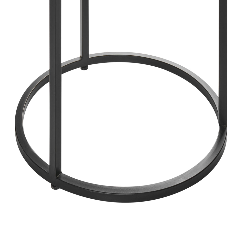 Tavolino Base nera ø 40 cm Struttura in metallo Piano in ceramica Marmo Design moderno Soggiorno