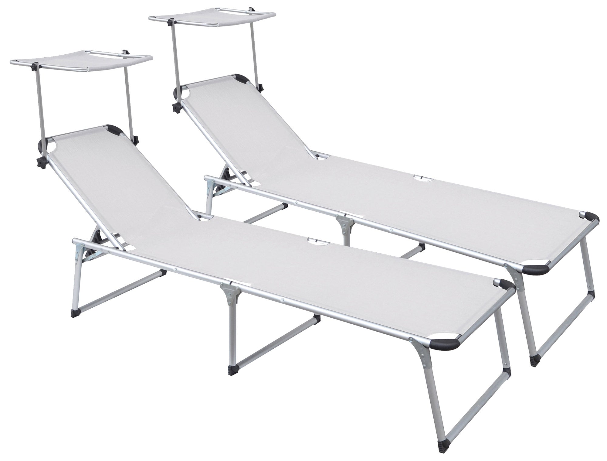 Set 2 Lettini Prendisole da Giardino Pieghevole 220x59x39 cm in Alluminio e Textilene Avorio