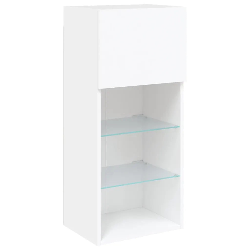 Mobili TV a Muro con LED 5pz Bianchi in Legno Multistrato 3216743
