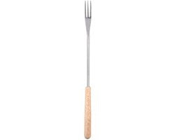 Vanga per Barbecue a Manubrio in Legno - Vanga in Acciaio Inox per Carne - Stuzzicadenti per Grill - Vanga per Camping - 26,5 cm - Leggera - Vanga per Grill