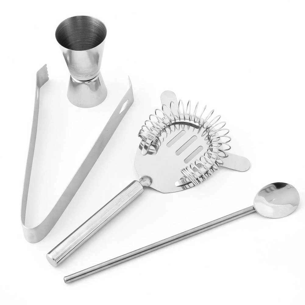 Set da Cocktail Con Shaker Pinza Ghiaccio Misurino Cucchiaio Strainer Barman