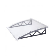 Pensilina Industry in policarbonato compatto trasparente con braccia grigie in metallo 80x120x16 cm