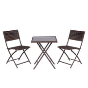 Tavolo da Giardino Pieghevole con Sedie in Polyrattan 60x60 cm Colore: Marrone