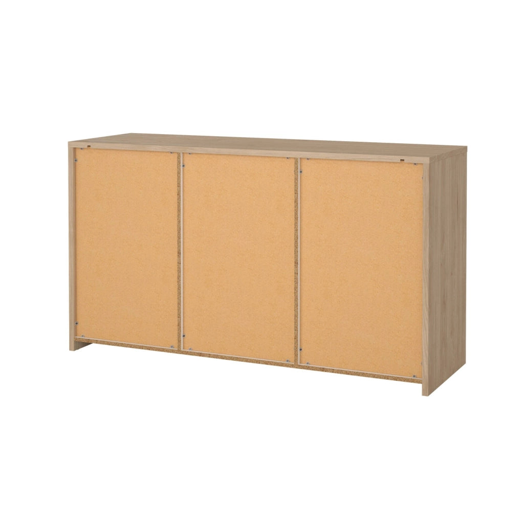 Credenza Alalngar, Buffet da soggiorno, Madia da salotto, Dispensa da cucina, 149x48 h84 cm, Rovere e Bianco lucido